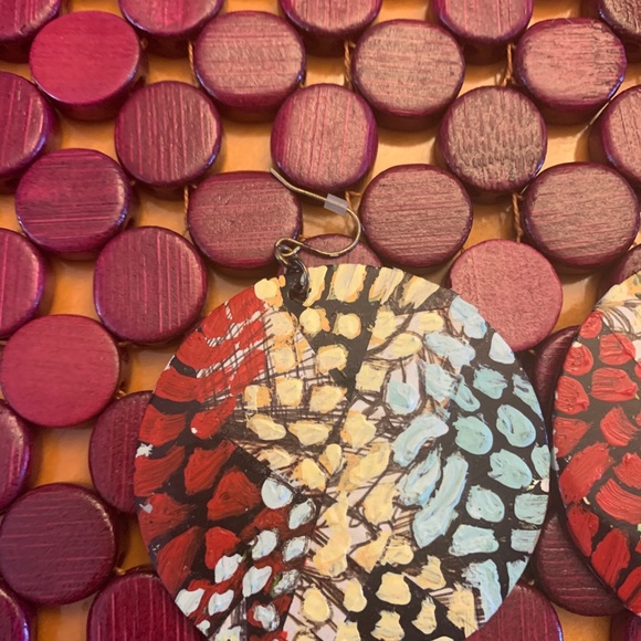 Hand painted and drawn giant circular earrings! - Picture 2 of 6